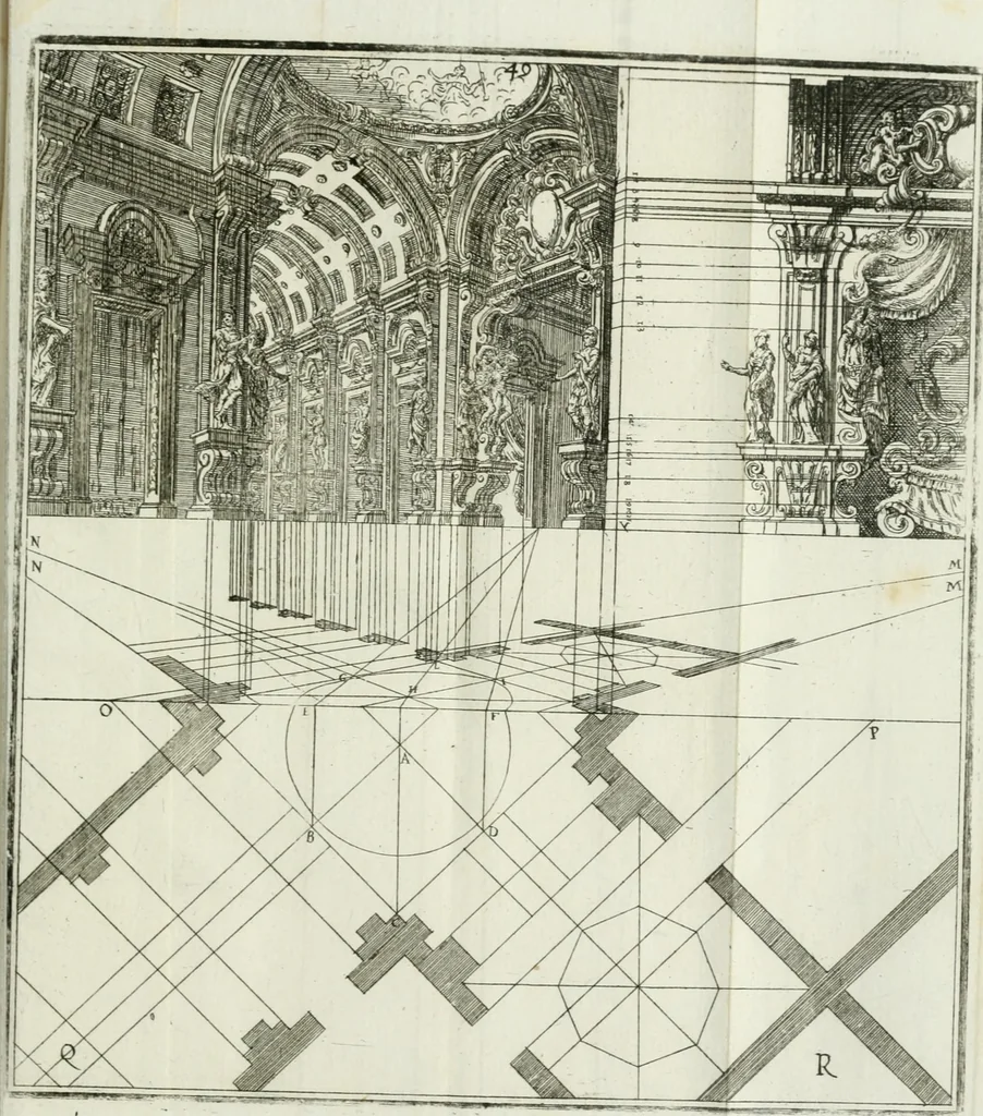 An illustration from Direzioni a' giovani studenti nel disegno dell'architettura civile, nell'Accademia Clementina dell'Instituto della scienze, 1753, leaf 210