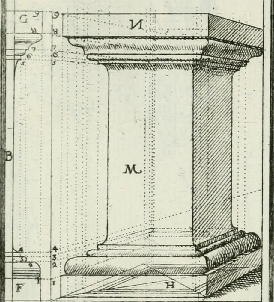 An illustration from Direzioni a' giovani studenti nel disegno dell'architettura civile, nell'Accademia Clementina dell'Instituto della scienze, 1753, leaf 86