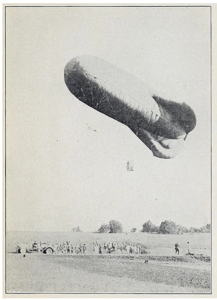An illustration from Dirigible Balloons, 1918, leaf 67