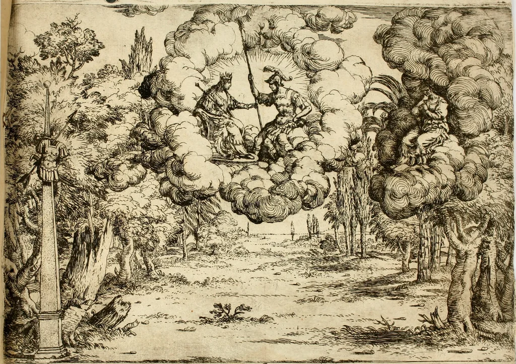 An illustration from Discordia svperata : torneo combattuto in Ferrara in carneuale del anno 1635, 1635, leaf 85