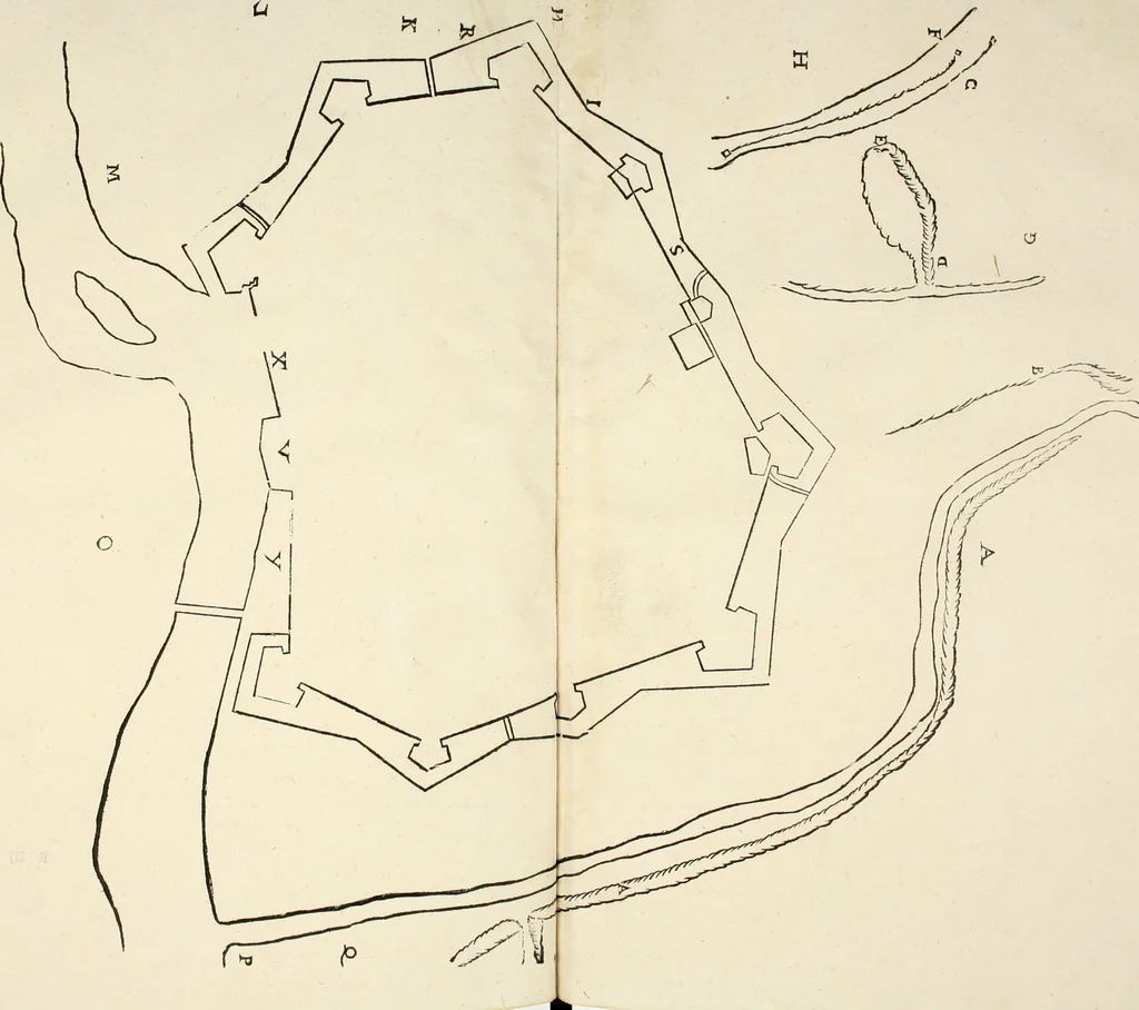 An illustration from Discorsi delle fortificationi, espugnationi, & difese delle città & d'altri luoghi, 1588, leaf 142