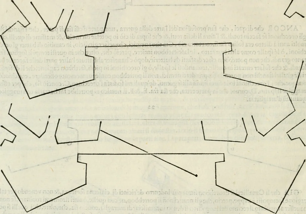 An illustration from Discorsi delle fortificationi, espugnationi, & difese delle città & d'altri luoghi, 1588, leaf 81