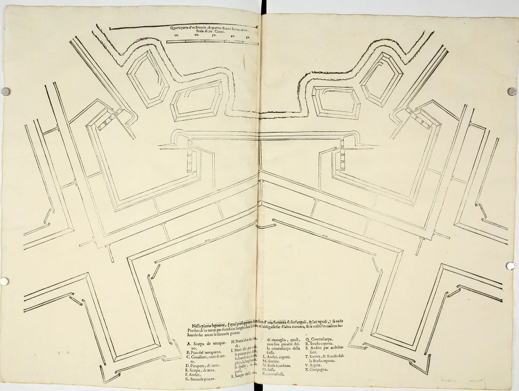 An illustration from Discorsi delle fortificationi, espugnationi, & difese delle città & d'altri luoghi, 1588, leaf 96