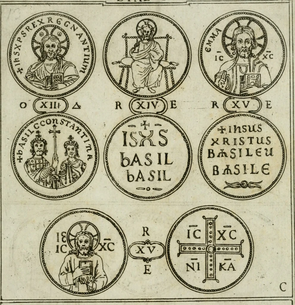 An illustration from Discorsi del S. Don Antonio Agostini sopra le medaglie et altre anticaglie divisi in XI dialoghi : tradotti dalla lingua spagnuola nell'italiana con l'aggiunta di molti ritratti di belle, et rare medaglie .., 1592, leaf 10