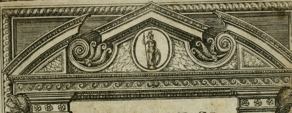 An illustration from Discorsi del S. Don Antonio Agostini sopra le medaglie et altre anticaglie divisi in XI dialoghi : tradotti dalla lingua spagnuola nell'italiana con l'aggiunta di molti ritratti di belle, et rare medaglie .., 1592, leaf 4