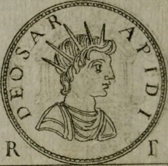 An illustration from Discorsi del S. Don Antonio Agostini sopra le medaglie et altre anticaglie divisi in XI dialoghi : tradotti dalla lingua spagnuola nell'italiana con l'aggiunta di molti ritratti di belle, et rare medaglie .., 1592, leaf 75