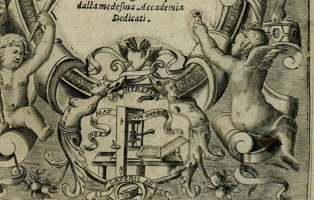 An illustration from Discorsi del sig. conte Guidobaldo Bonarelli ... in difesa del doppio amore della sua Celia, 1612, leaf 4