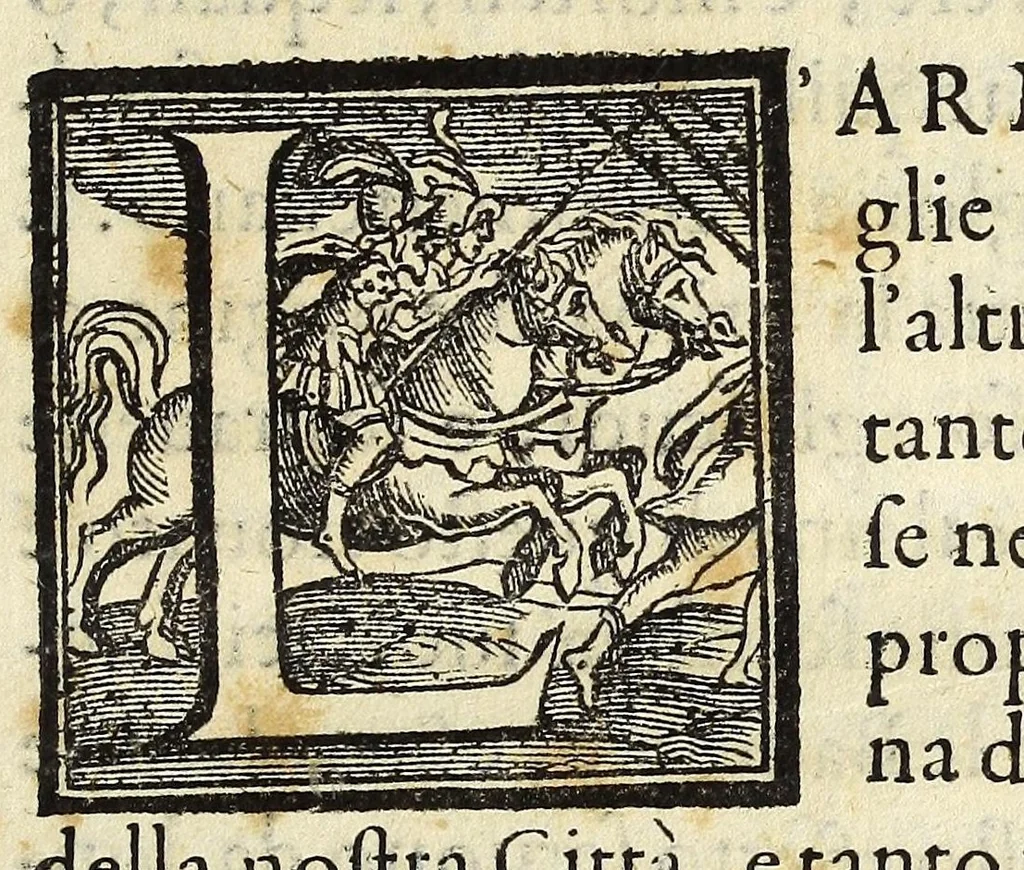 An illustration from Discorsi di monsignore don Vincenzio Borghini. Recati à luce da'deputati per suo testamento. Con la tavola delle cose piv notabili, 1584, leaf 9