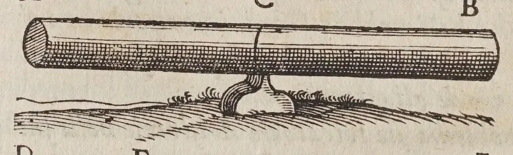 An illustration from Discorsi e dimostrazioni matematiche, intorno à due nuoue scienze attenenti alla mecanica & i movimenti locali. Con una appendice del centro di grauità d'alcuni solidi, 1638, leaf 146