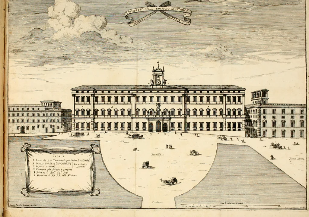 An illustration from Discorso del cavalier Carlo Fontana sopra il Monte Citatorio situato nel Campo Martio, ed altre cose ad esso appartenenti, con disegni tanto degl' antichi, quanto de' moderni edificii della nuova Curia, 1694, leaf 27