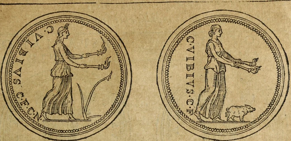 An illustration from Discorso della religione antica de Romani, insieme vn'altro Discorso della castrametatione, et disciplina militare, bagni, & essercitij antichi di detti Romani;, 1569, leaf 142