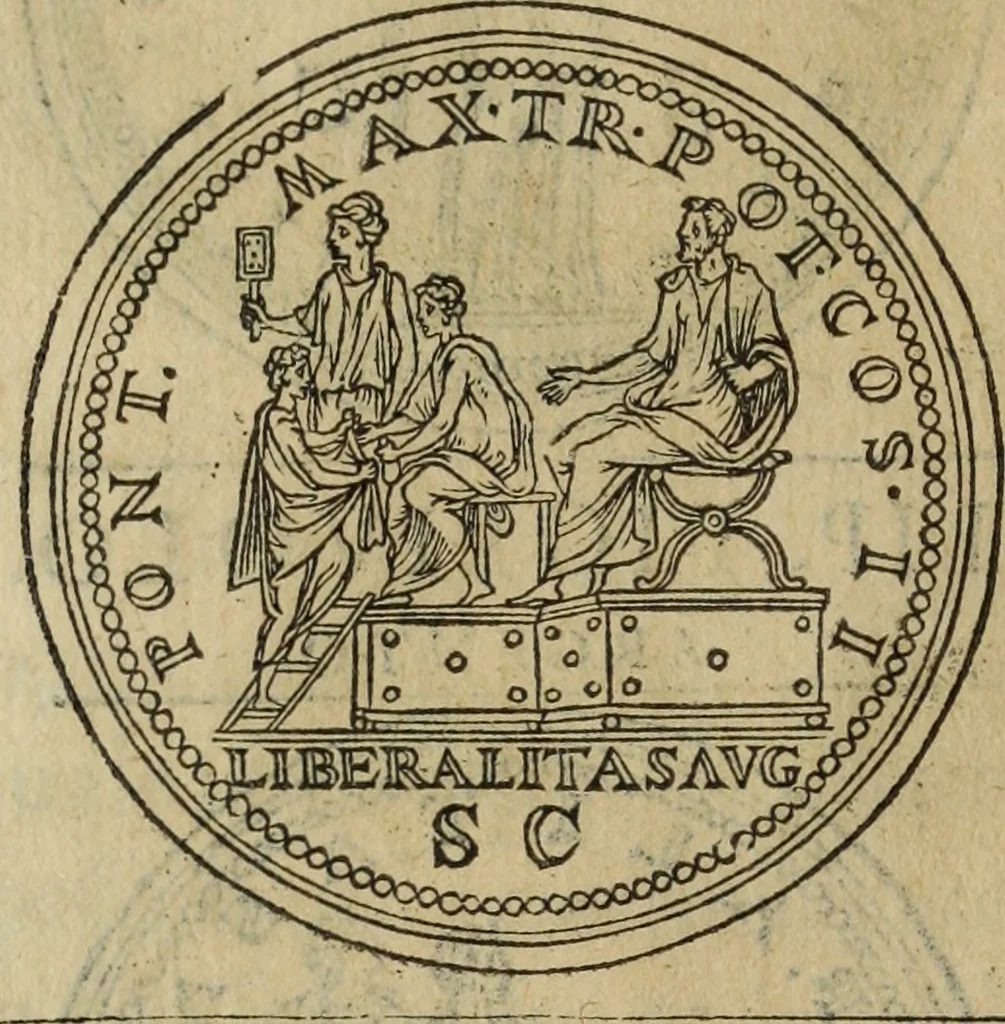 An illustration from Discorso della religione antica de Romani, insieme vn'altro Discorso della castrametatione, et disciplina militare, bagni, & essercitij antichi di detti Romani;, 1569, leaf 151