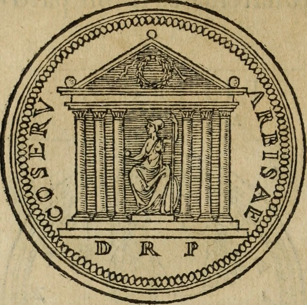 An illustration from Discorso della religione antica de Romani, insieme vn'altro Discorso della castrametatione, et disciplina militare, bagni, & essercitij antichi di detti Romani;, 1569, leaf 169