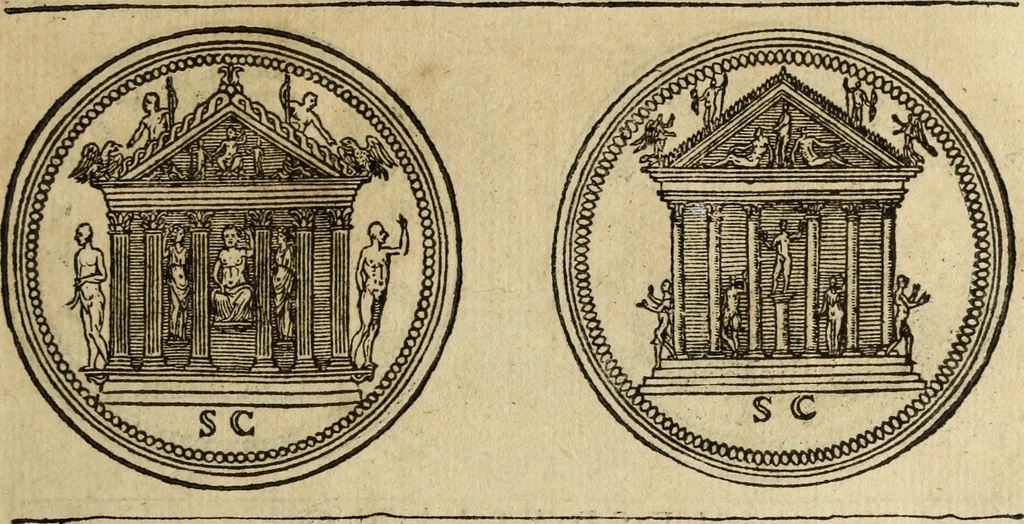 An illustration from Discorso della religione antica de Romani, insieme vn'altro Discorso della castrametatione, et disciplina militare, bagni, & essercitij antichi di detti Romani;, 1569, leaf 18