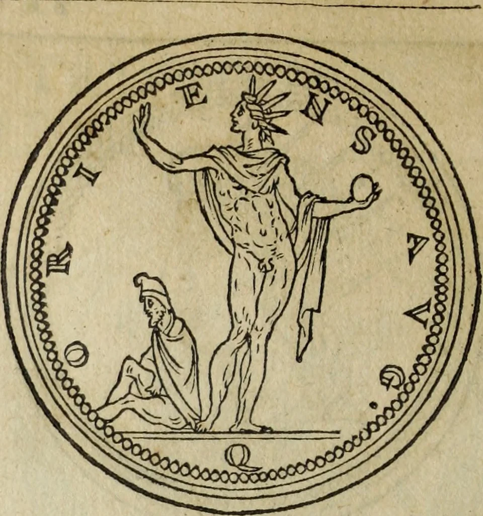 An illustration from Discorso della religione antica de Romani, insieme vn'altro Discorso della castrametatione, et disciplina militare, bagni, & essercitij antichi di detti Romani;, 1569, leaf 197