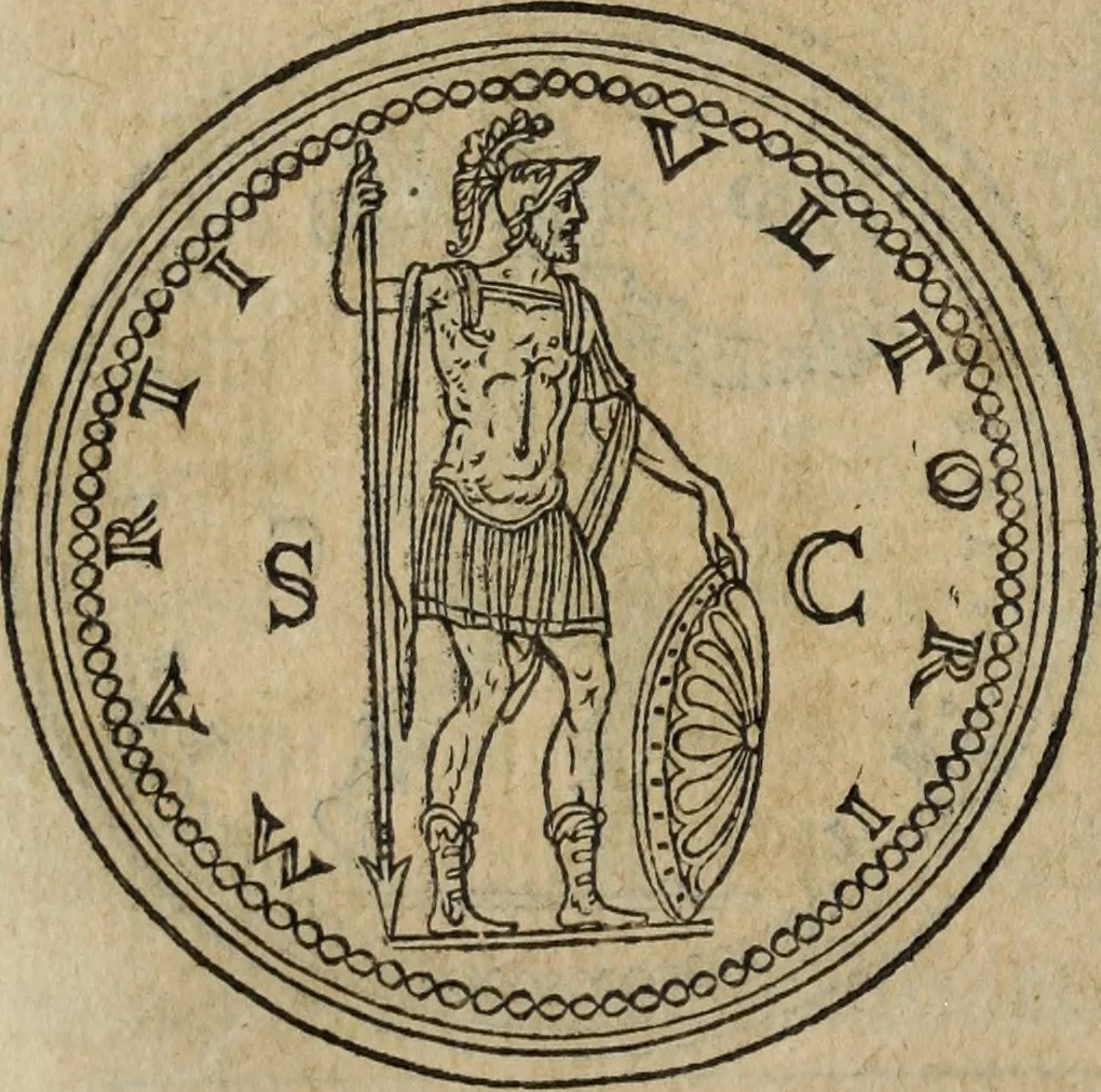 An illustration from Discorso della religione antica de Romani, insieme vn'altro Discorso della castrametatione, et disciplina militare, bagni, & essercitij antichi di detti Romani;, 1569, leaf 207