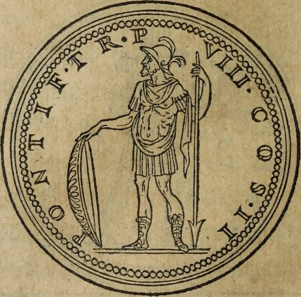 An illustration from Discorso della religione antica de Romani, insieme vn'altro Discorso della castrametatione, et disciplina militare, bagni, & essercitij antichi di detti Romani;, 1569, leaf 207