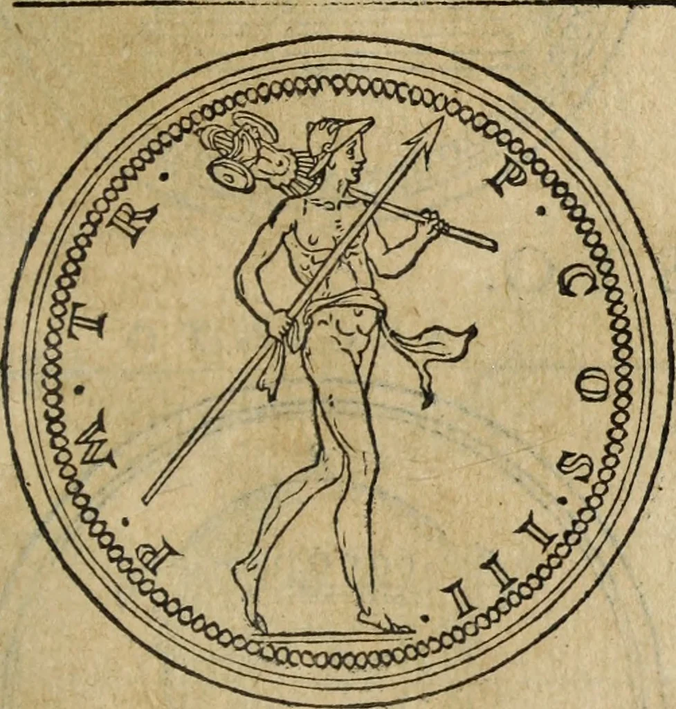 An illustration from Discorso della religione antica de Romani, insieme vn'altro Discorso della castrametatione, et disciplina militare, bagni, & essercitij antichi di detti Romani;, 1569, leaf 208