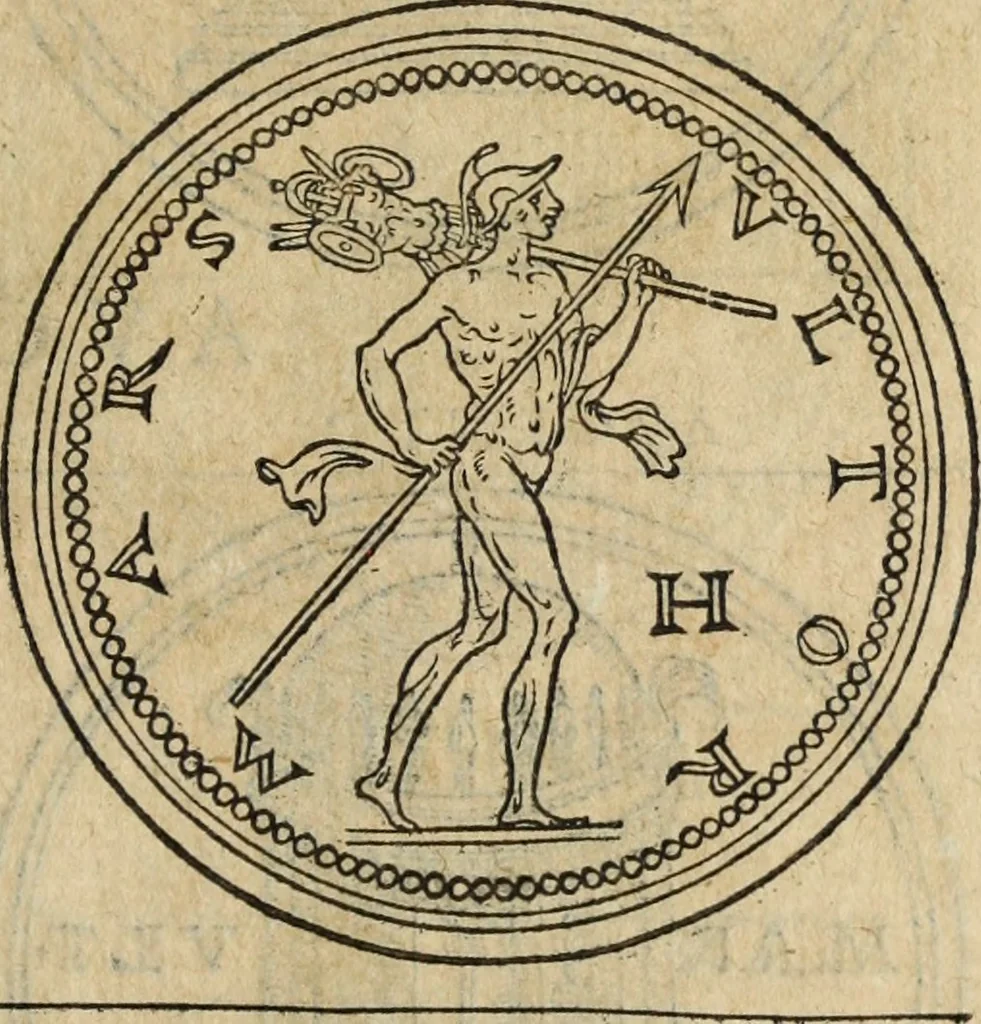 An illustration from Discorso della religione antica de Romani, insieme vn'altro Discorso della castrametatione, et disciplina militare, bagni, & essercitij antichi di detti Romani;, 1569, leaf 208