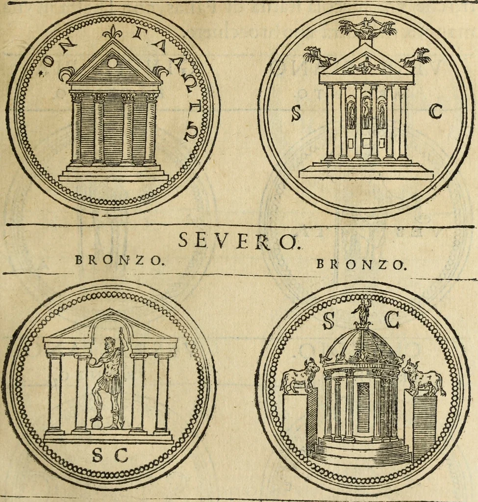 An illustration from Discorso della religione antica de Romani, insieme vn'altro Discorso della castrametatione, et disciplina militare, bagni, & essercitij antichi di detti Romani;, 1569, leaf 216