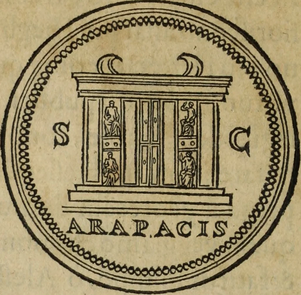 An illustration from Discorso della religione antica de Romani, insieme vn'altro Discorso della castrametatione, et disciplina militare, bagni, & essercitij antichi di detti Romani;, 1569, leaf 23