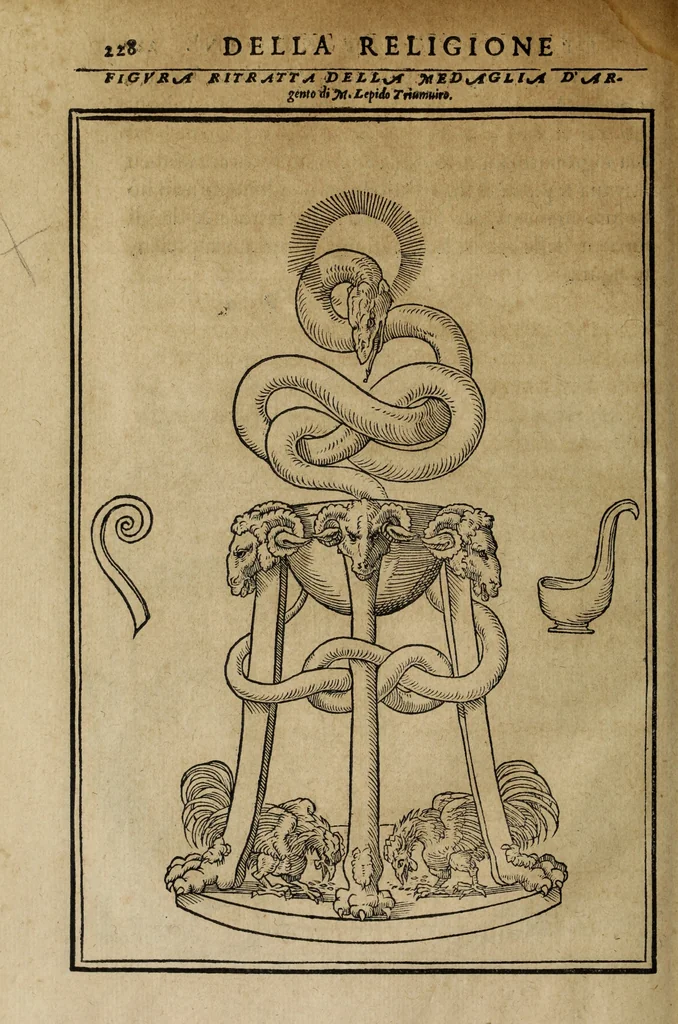 An illustration from Discorso della religione antica de Romani, insieme vn'altro Discorso della castrametatione, et disciplina militare, bagni, & essercitij antichi di detti Romani;, 1569, leaf 235