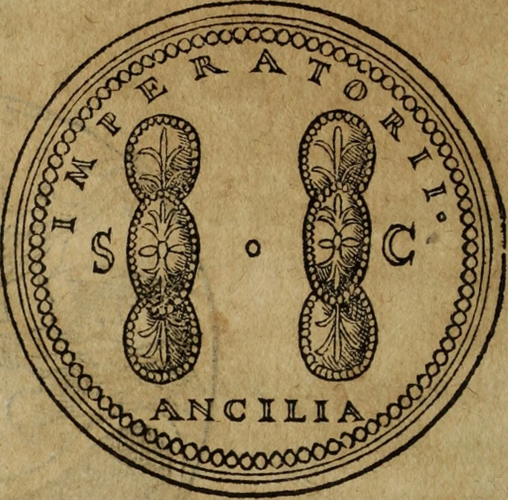 An illustration from Discorso della religione antica de Romani, insieme vn'altro Discorso della castrametatione, et disciplina militare, bagni, & essercitij antichi di detti Romani;, 1569, leaf 239