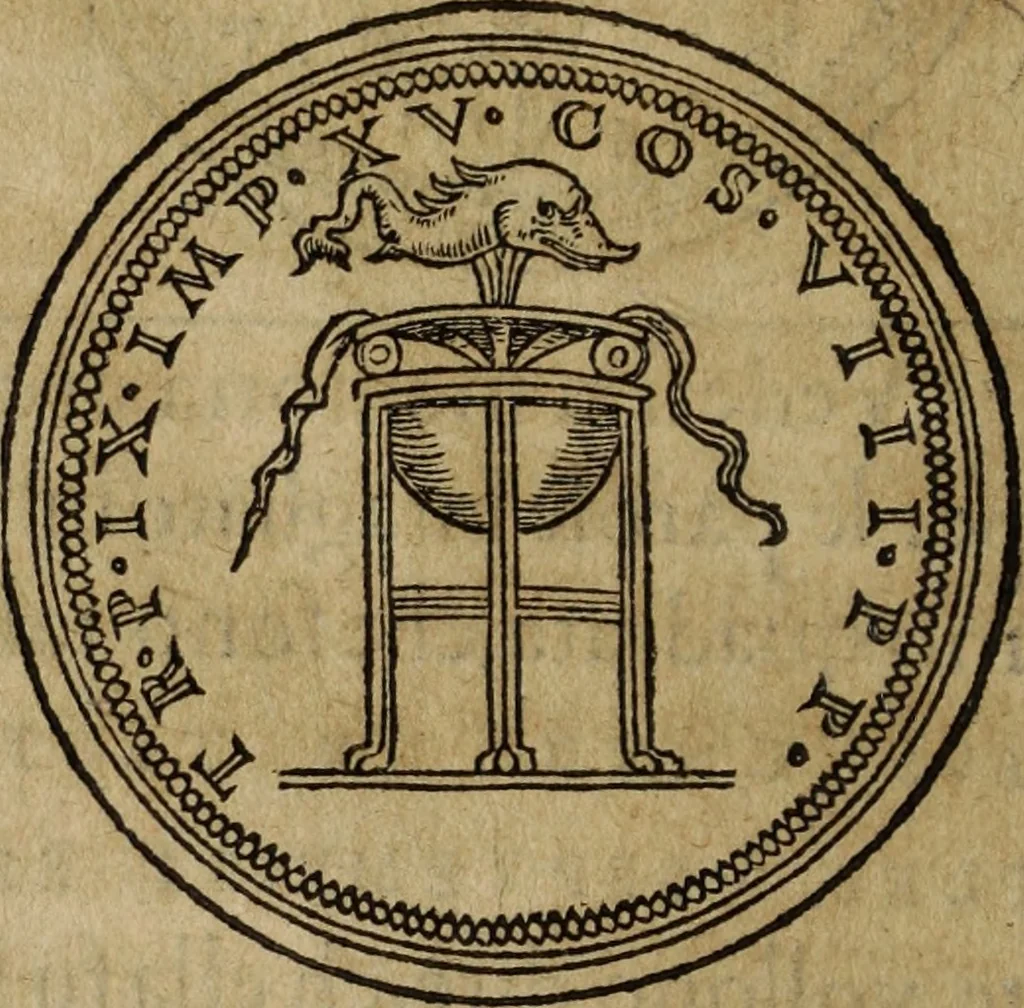An illustration from Discorso della religione antica de Romani, insieme vn'altro Discorso della castrametatione, et disciplina militare, bagni, & essercitij antichi di detti Romani;, 1569, leaf 241
