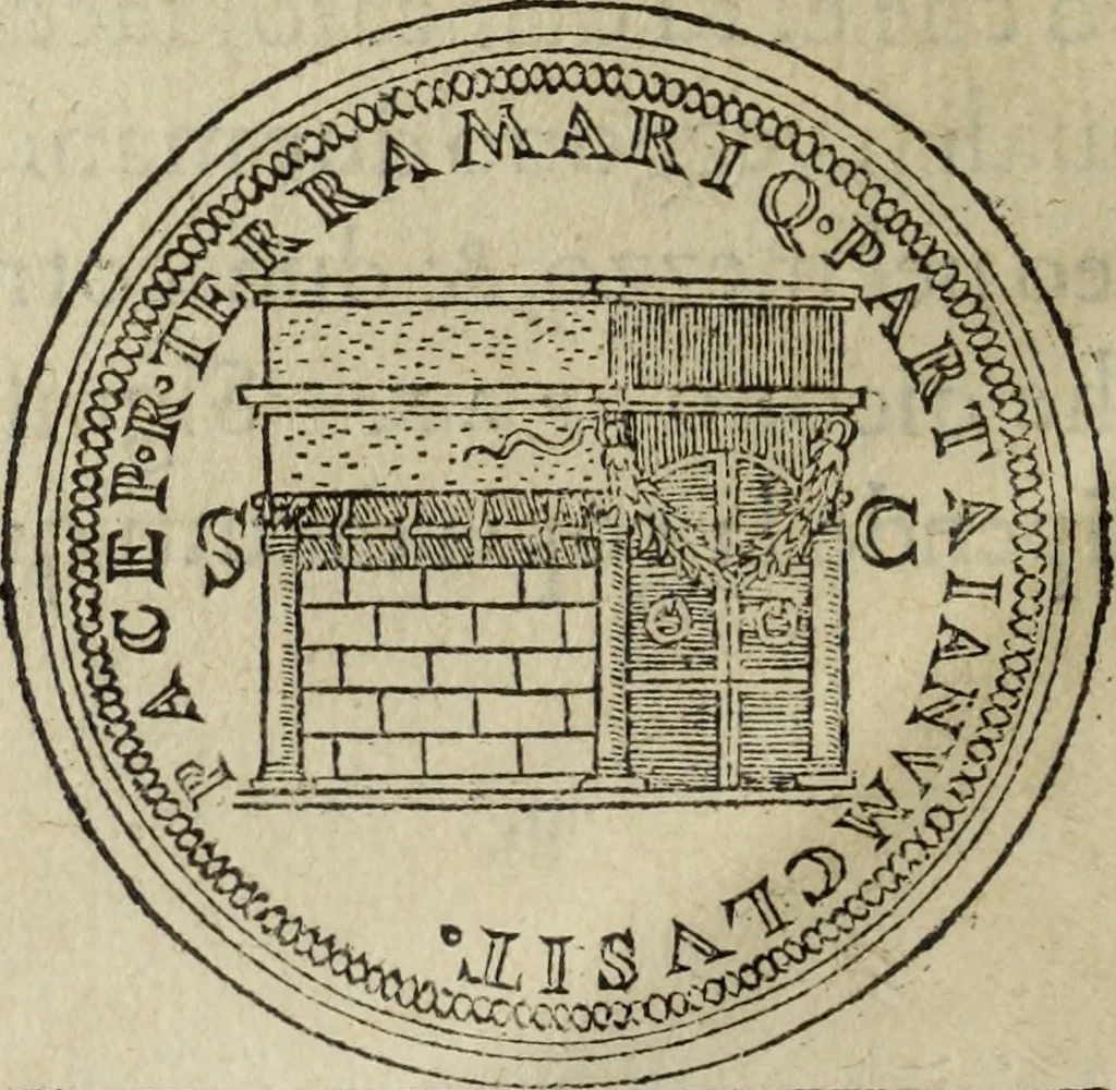 An illustration from Discorso della religione antica de Romani, insieme vn'altro Discorso della castrametatione, et disciplina militare, bagni, & essercitij antichi di detti Romani;, 1569, leaf 25