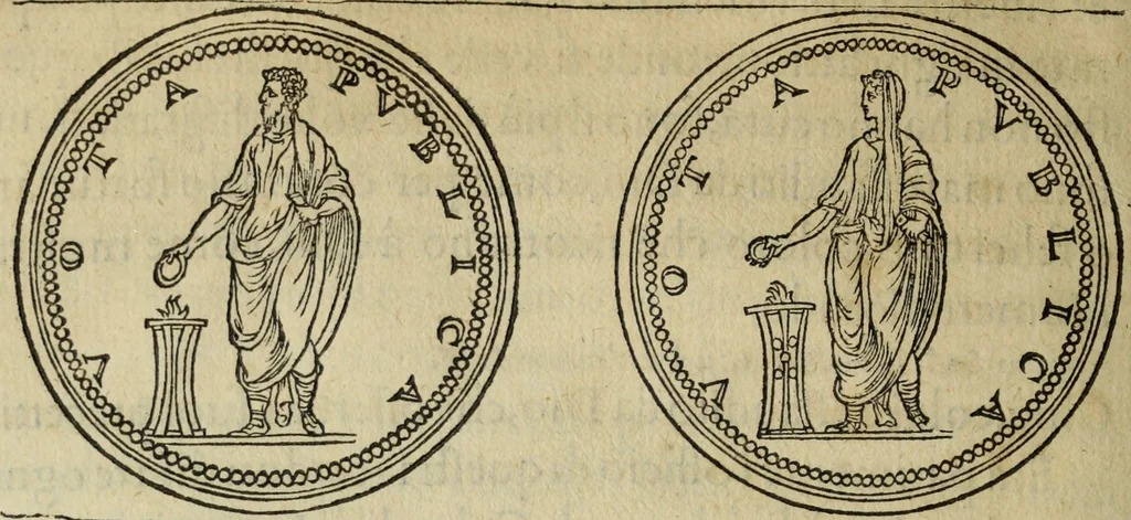 An illustration from Discorso della religione antica de Romani, insieme vn'altro Discorso della castrametatione, et disciplina militare, bagni, & essercitij antichi di detti Romani;, 1569, leaf 251