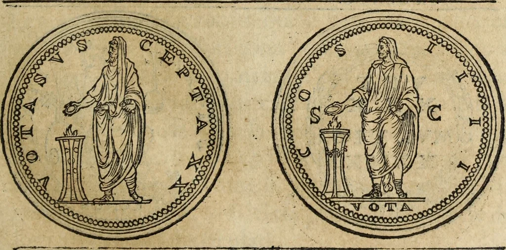 An illustration from Discorso della religione antica de Romani, insieme vn'altro Discorso della castrametatione, et disciplina militare, bagni, & essercitij antichi di detti Romani;, 1569, leaf 254