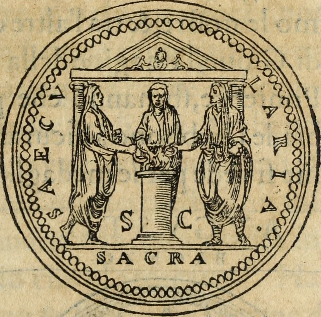 An illustration from Discorso della religione antica de Romani, insieme vn'altro Discorso della castrametatione, et disciplina militare, bagni, & essercitij antichi di detti Romani;, 1569, leaf 258