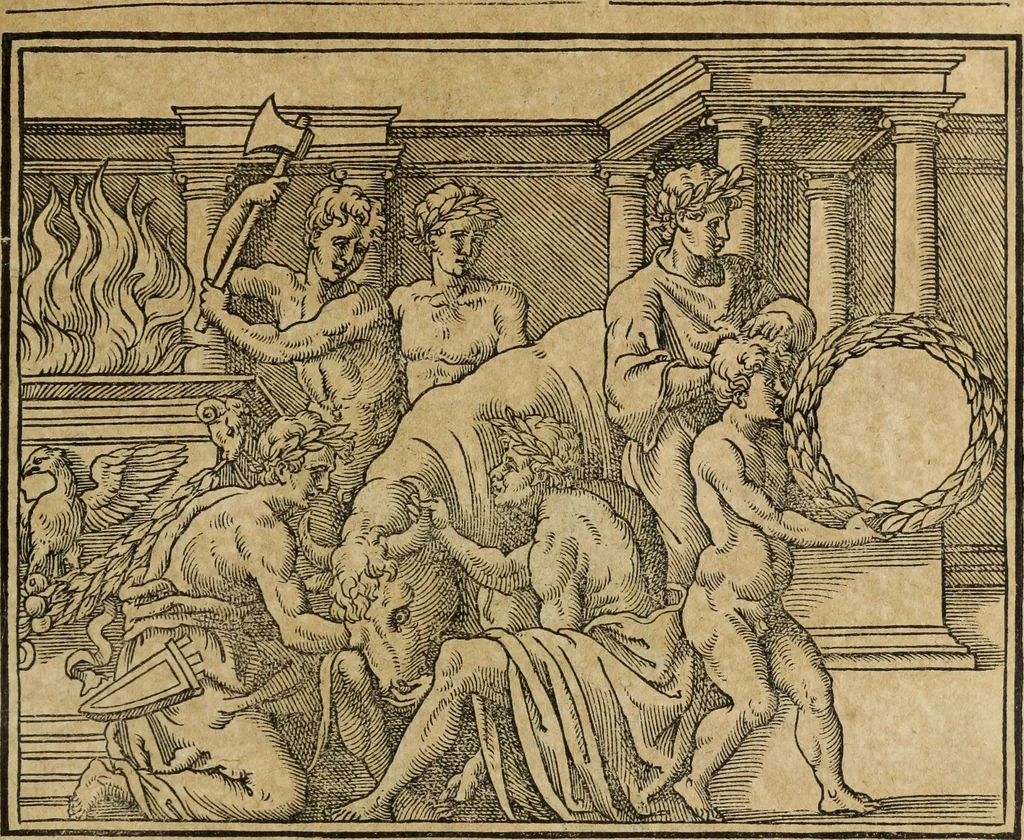 An illustration from Discorso della religione antica de Romani, insieme vn'altro Discorso della castrametatione, et disciplina militare, bagni, & essercitij antichi di detti Romani;, 1569, leaf 292
