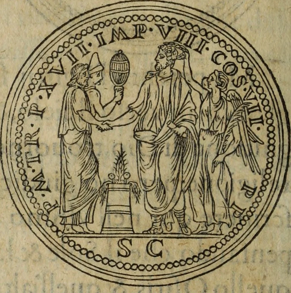 An illustration from Discorso della religione antica de Romani, insieme vn'altro Discorso della castrametatione, et disciplina militare, bagni, & essercitij antichi di detti Romani;, 1569, leaf 299