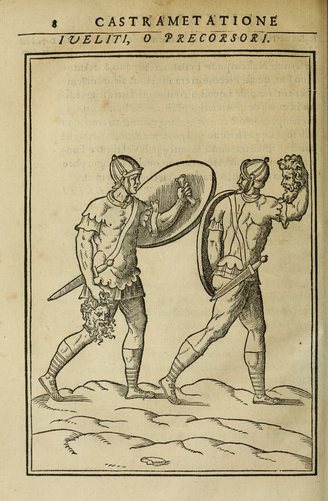 An illustration from Discorso della religione antica de Romani, insieme vn'altro Discorso della castrametatione, et disciplina militare, bagni, & essercitij antichi di detti Romani;, 1569, leaf 327