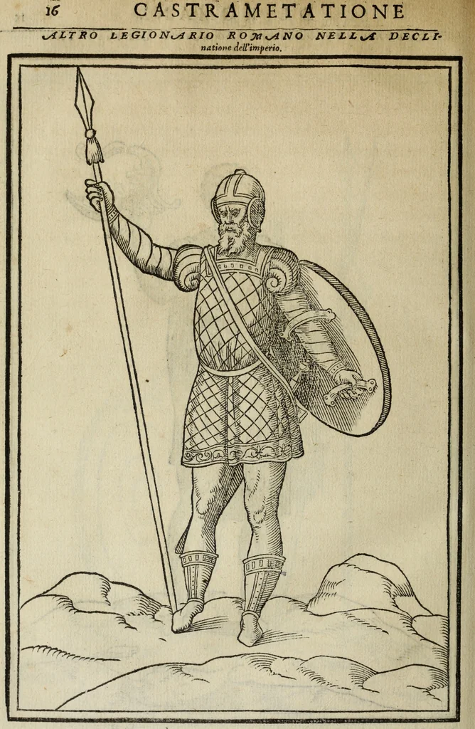An illustration from Discorso della religione antica de Romani, insieme vn'altro Discorso della castrametatione, et disciplina militare, bagni, & essercitij antichi di detti Romani;, 1569, leaf 335