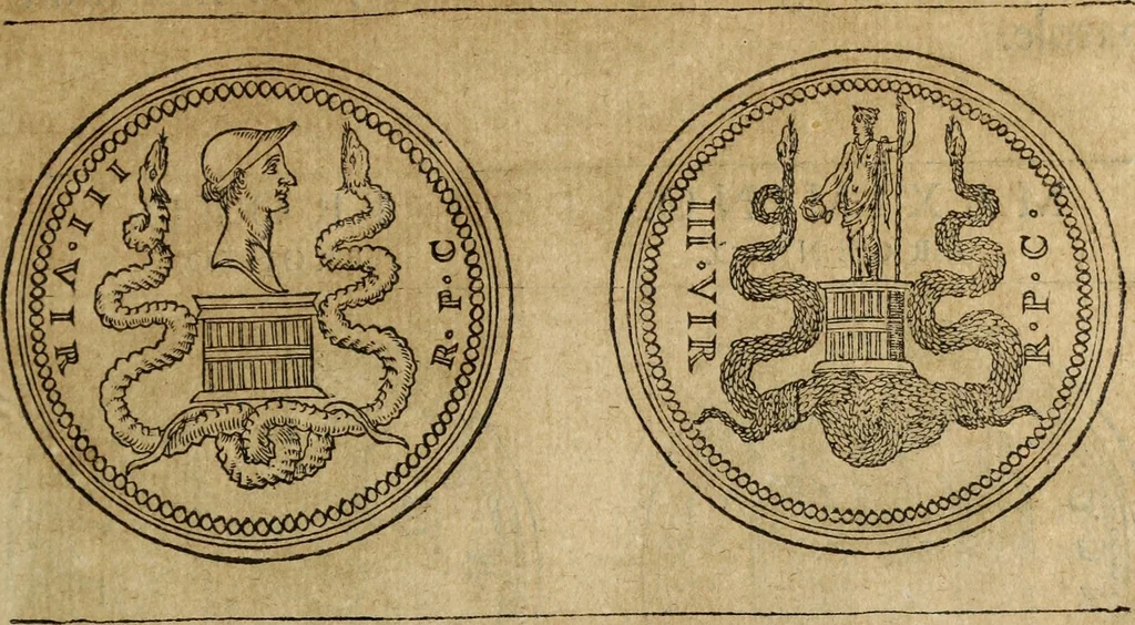 An illustration from Discorso della religione antica de Romani, insieme vn'altro Discorso della castrametatione, et disciplina militare, bagni, & essercitij antichi di detti Romani;, 1569, leaf 34