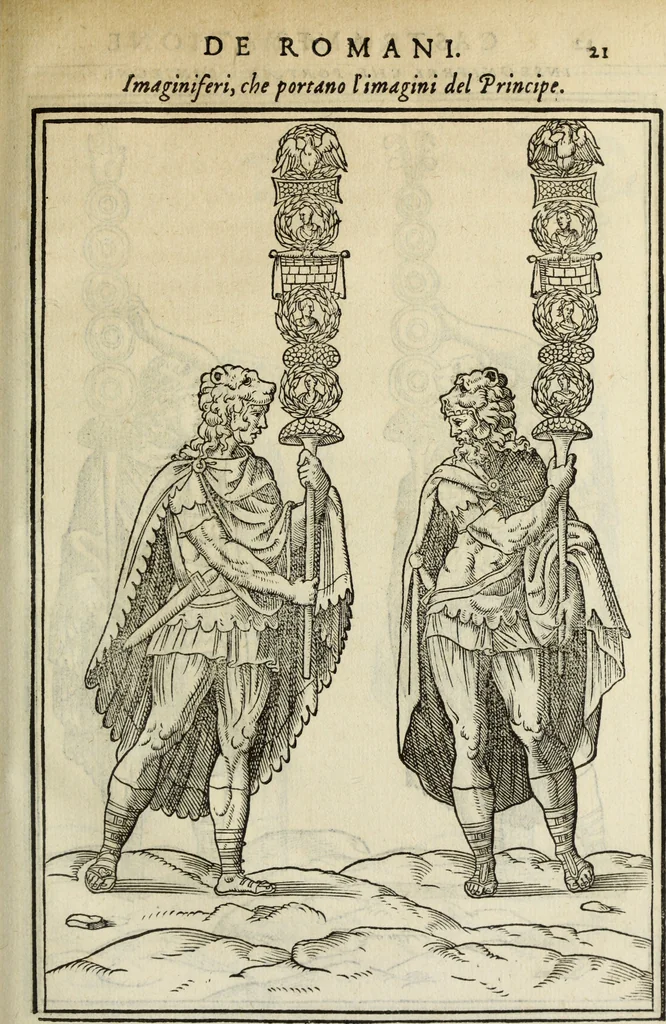 An illustration from Discorso della religione antica de Romani, insieme vn'altro Discorso della castrametatione, et disciplina militare, bagni, & essercitij antichi di detti Romani;, 1569, leaf 340