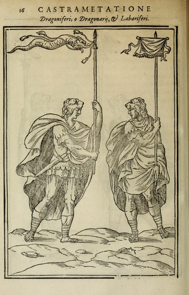 An illustration from Discorso della religione antica de Romani, insieme vn'altro Discorso della castrametatione, et disciplina militare, bagni, & essercitij antichi di detti Romani;, 1569, leaf 343