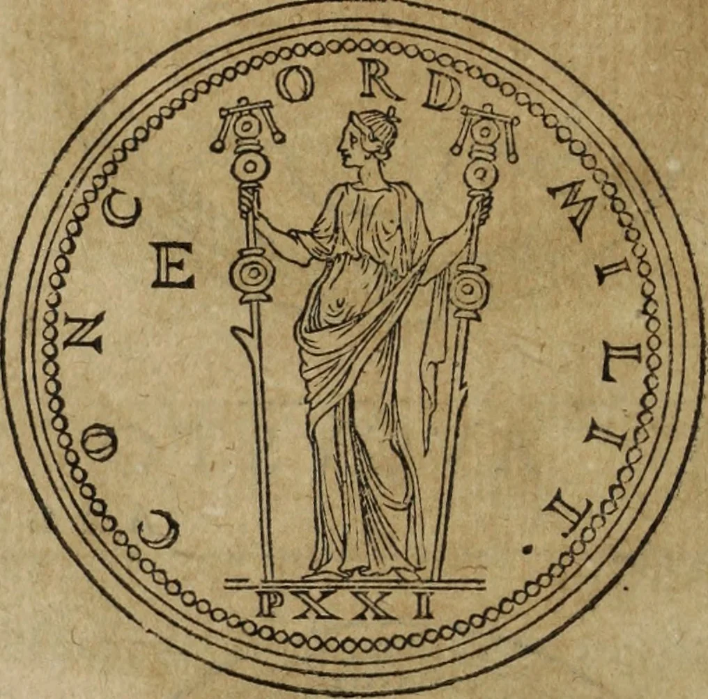 An illustration from Discorso della religione antica de Romani, insieme vn'altro Discorso della castrametatione, et disciplina militare, bagni, & essercitij antichi di detti Romani;, 1569, leaf 35