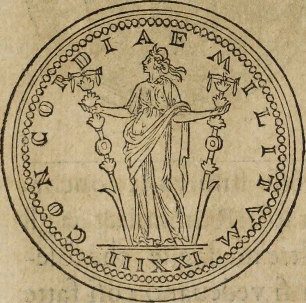 An illustration from Discorso della religione antica de Romani, insieme vn'altro Discorso della castrametatione, et disciplina militare, bagni, & essercitij antichi di detti Romani;, 1569, leaf 35