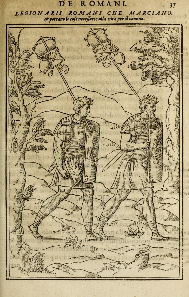 An illustration from Discorso della religione antica de Romani, insieme vn'altro Discorso della castrametatione, et disciplina militare, bagni, & essercitij antichi di detti Romani;, 1569, leaf 356