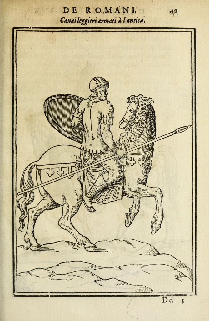 An illustration from Discorso della religione antica de Romani, insieme vn'altro Discorso della castrametatione, et disciplina militare, bagni, & essercitij antichi di detti Romani;, 1569, leaf 368