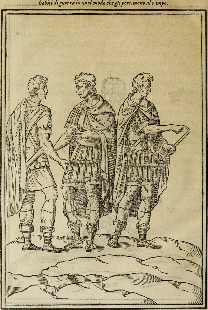 An illustration from Discorso della religione antica de Romani, insieme vn'altro Discorso della castrametatione, et disciplina militare, bagni, & essercitij antichi di detti Romani;, 1569, leaf 387
