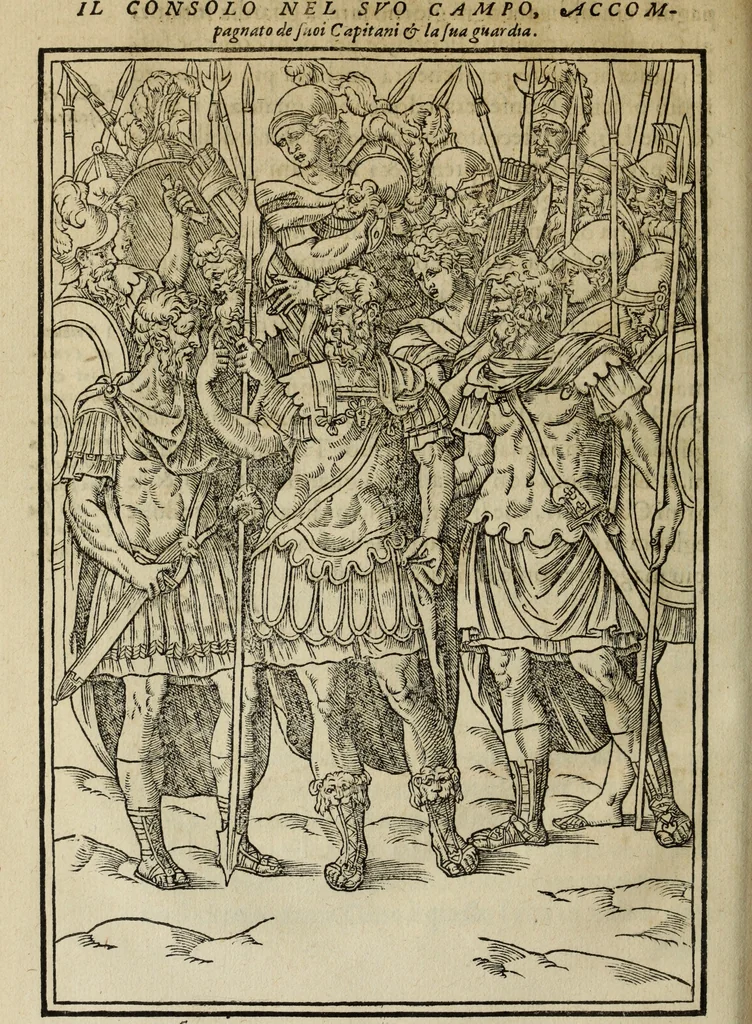 An illustration from Discorso della religione antica de Romani, insieme vn'altro Discorso della castrametatione, et disciplina militare, bagni, & essercitij antichi di detti Romani;, 1569, leaf 391