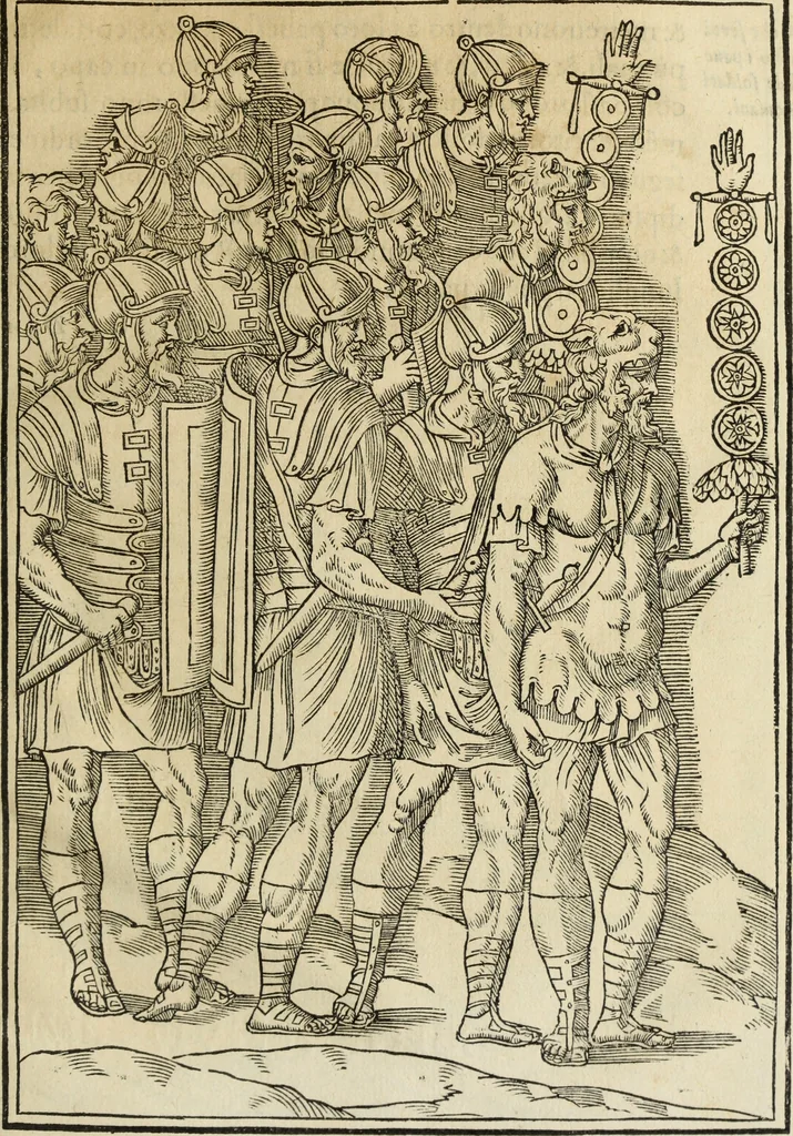An illustration from Discorso della religione antica de Romani, insieme vn'altro Discorso della castrametatione, et disciplina militare, bagni, & essercitij antichi di detti Romani;, 1569, leaf 394