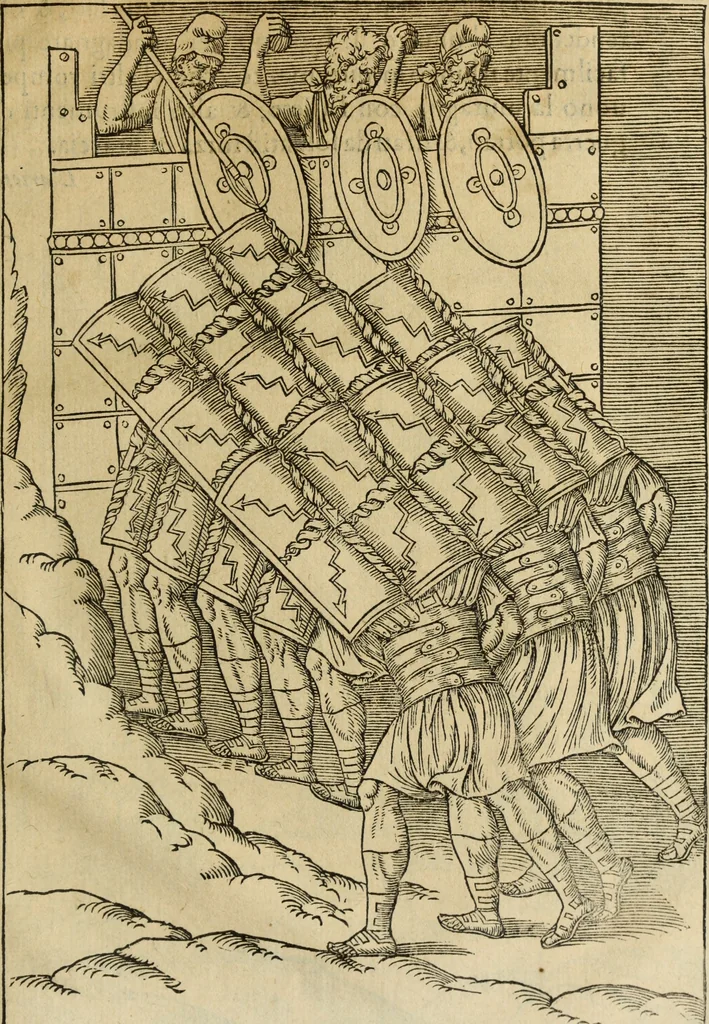 An illustration from Discorso della religione antica de Romani, insieme vn'altro Discorso della castrametatione, et disciplina militare, bagni, & essercitij antichi di detti Romani;, 1569, leaf 398