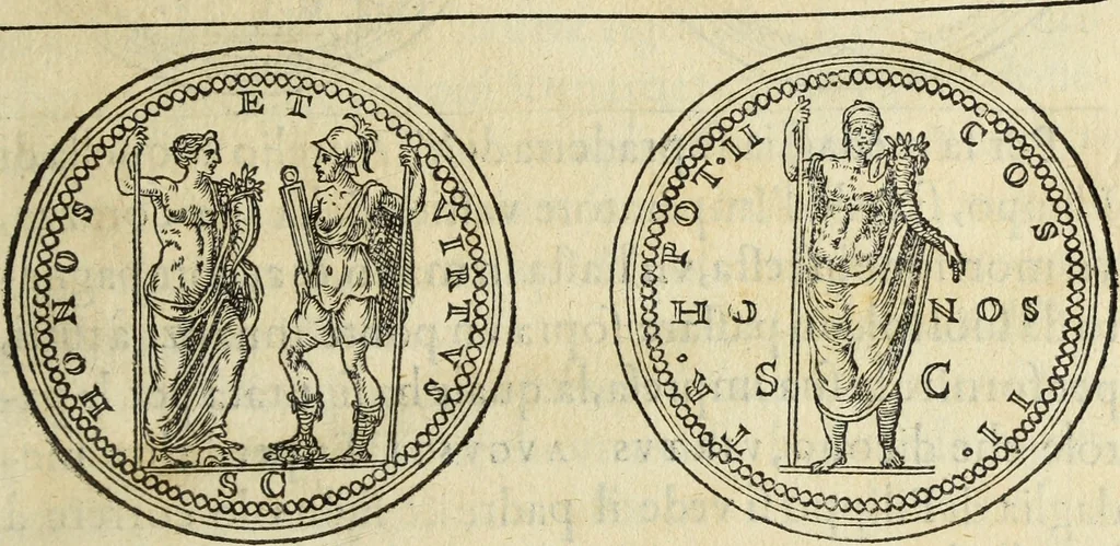 An illustration from Discorso della religione antica de Romani, insieme vn'altro Discorso della castrametatione, et disciplina militare, bagni, & essercitij antichi di detti Romani;, 1569, leaf 44
