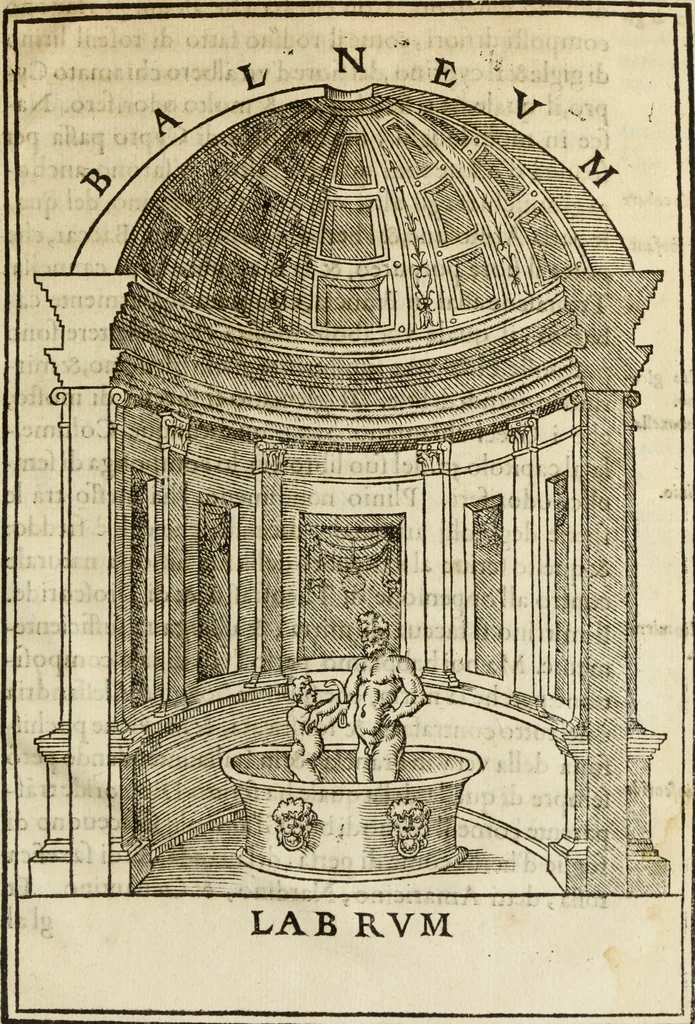 An illustration from Discorso della religione antica de Romani, insieme vn'altro Discorso della castrametatione, et disciplina militare, bagni, & essercitij antichi di detti Romani;, 1569, leaf 444