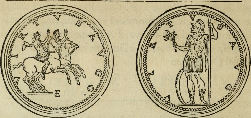 An illustration from Discorso della religione antica de Romani, insieme vn'altro Discorso della castrametatione, et disciplina militare, bagni, & essercitij antichi di detti Romani;, 1569, leaf 45